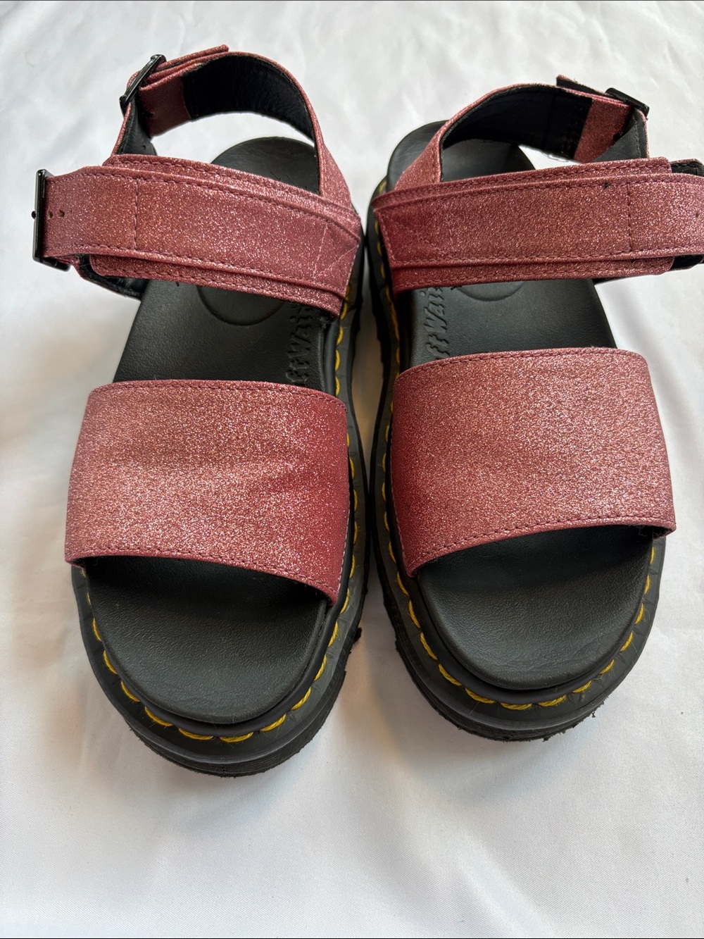 Dr. Marten Women's Glitter Strap Platform Sandals - Pink